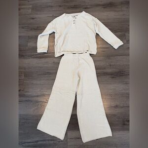 Sincerly Jules Cream Waffle Knit Women's Set